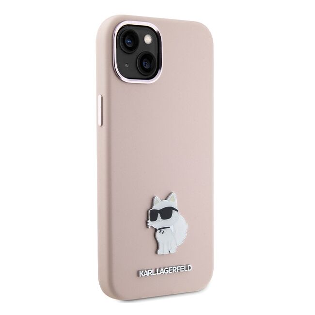Husa premium pentru  iPhone 15 Plus Karl Lagerfeld superior quality - Roz pal