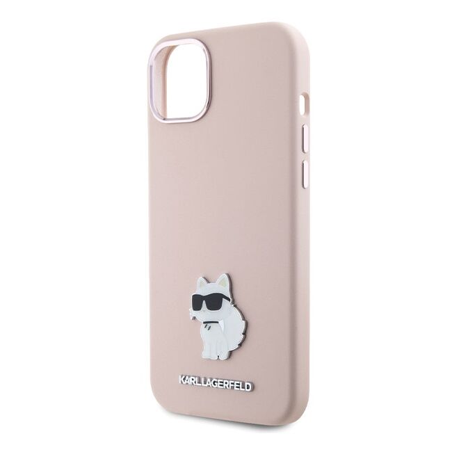 Husa premium pentru  iPhone 15 Plus Karl Lagerfeld superior quality - Roz pal