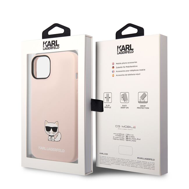 Husa premium pentru  iPhone 15 Plus Karl Lagerfeld superior quality - Roz perlat
