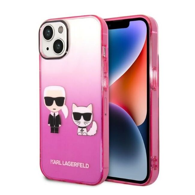 Husa premium pentru  iPhone 15 Plus Karl Lagerfeld superior quality - Roz piersica
