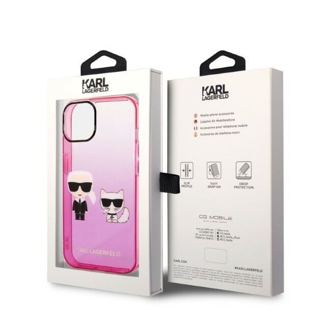 Husa premium pentru  iPhone 15 Plus Karl Lagerfeld superior quality - Roz piersica