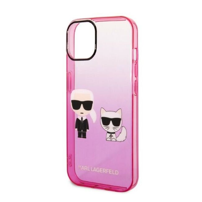 Husa premium pentru  iPhone 15 Plus Karl Lagerfeld superior quality - Roz piersica