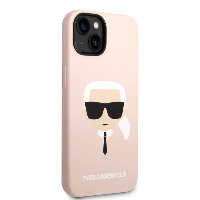 Husa premium pentru  iPhone 15 Plus Karl Lagerfeld superior quality - Roz somon