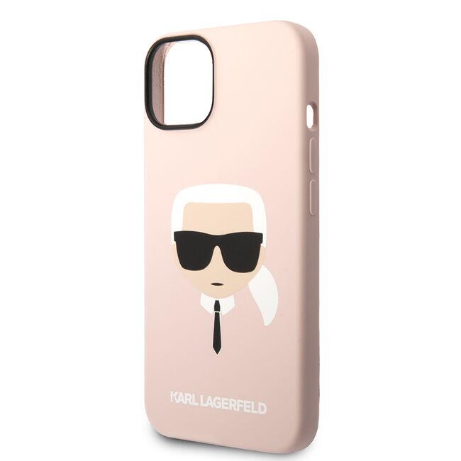 Husa premium pentru  iPhone 15 Plus Karl Lagerfeld superior quality - Roz somon