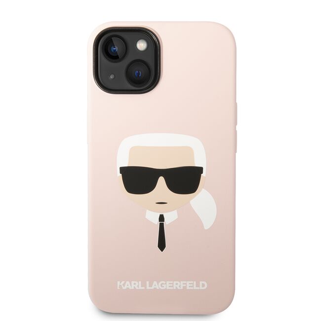 Husa premium pentru  iPhone 15 Plus Karl Lagerfeld superior quality - Roz somon