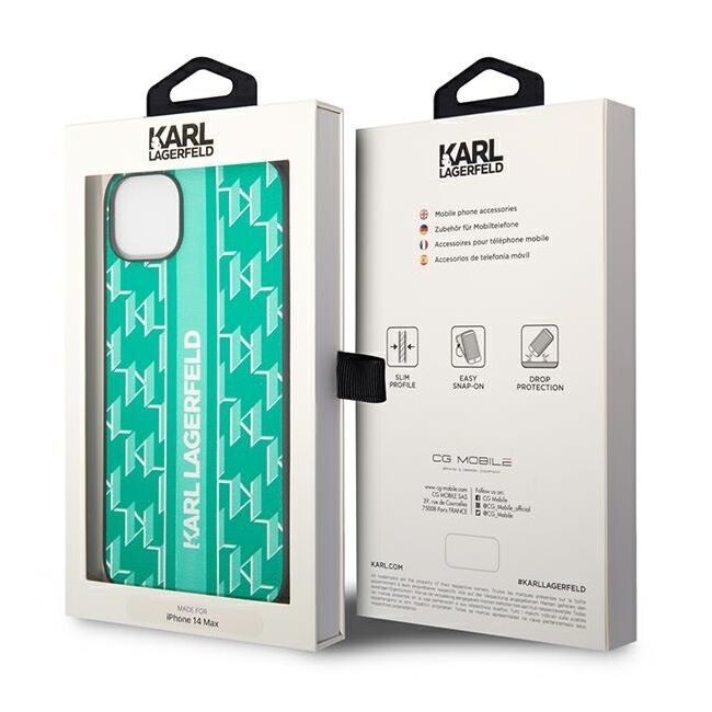 Husa premium pentru  iPhone 15 Plus Karl Lagerfeld superior quality - Verde menta