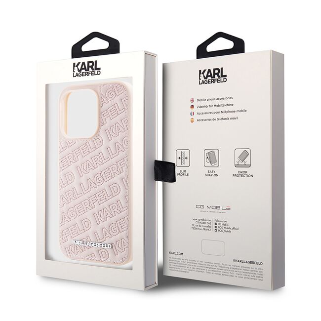 Husa premium pentru  iPhone 15 Pro Karl Lagerfeld superior quality - Roz neon
