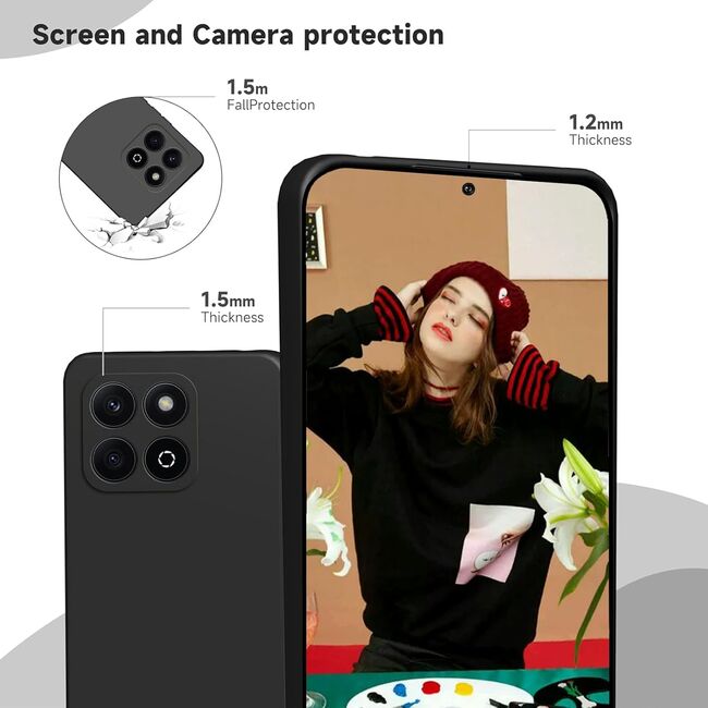 Husa pentru  Honor X5B Liquid Silicone, subțire, captusita cu microfibra, anti amprentă, protectie cameră foto, Lavanda