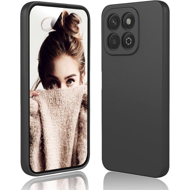 Husa pentru  Honor X5B Liquid Silicone, subțire, captusita cu microfibra, anti amprentă, protectie cameră foto, Negru