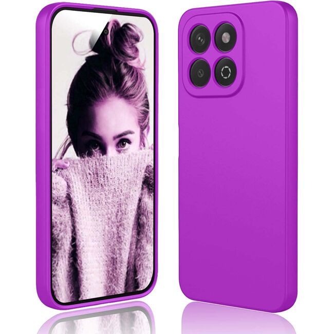 Husa pentru  Honor X5B Liquid Silicone, subțire, captusita cu microfibra, anti amprentă, protectie cameră foto, Mov