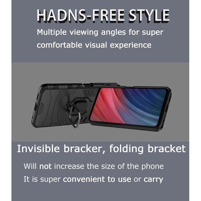 Husa pentru Honor Magic 7 Lite cu inel Armor Kickstand Tough Rugged Cover - negru