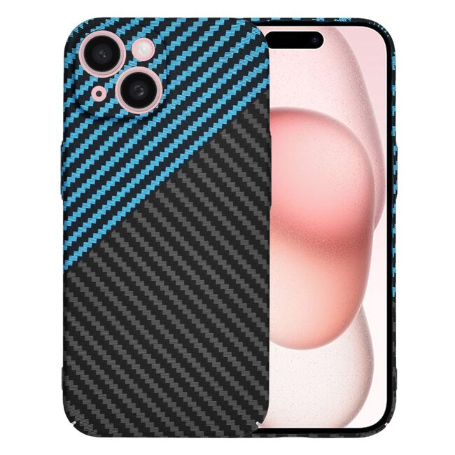 Husa pentru  iPhone 15 CarbonFiber UltraSlim, Lightweight, Albastru inchis