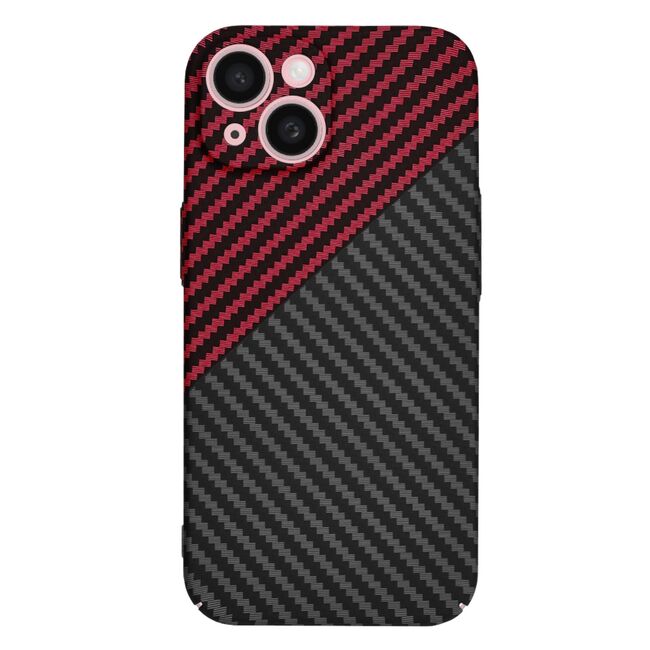 Husa pentru  iPhone 15 CarbonFiber UltraSlim, Lightweight, Rosu inchis