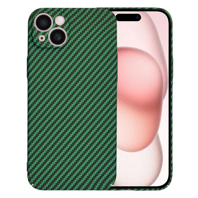 Husa pentru  iPhone 15 CarbonFiber UltraSlim, Lightweight, Verde