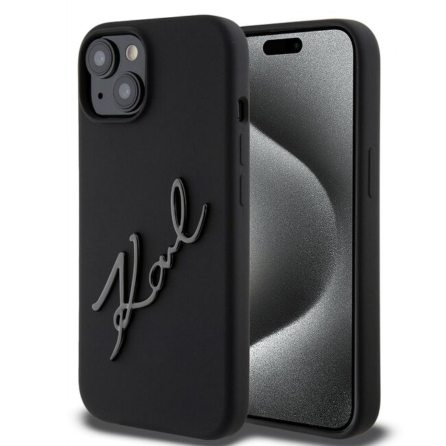Husa premium pentru  iPhone 15 Karl Lagerfeld superior quality - Negru denim