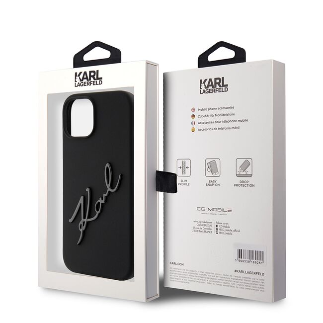 Husa premium pentru  iPhone 15 Karl Lagerfeld superior quality - Negru denim