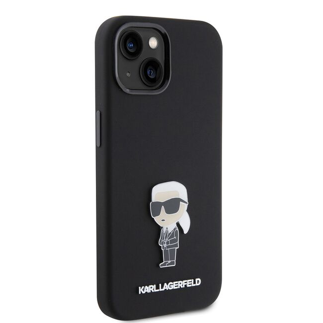 Husa premium pentru  iPhone 15 Karl Lagerfeld superior quality - Negru deschis