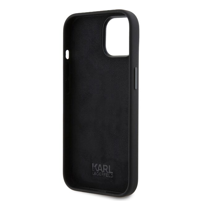 Husa premium pentru  iPhone 15 Karl Lagerfeld superior quality - Negru deschis