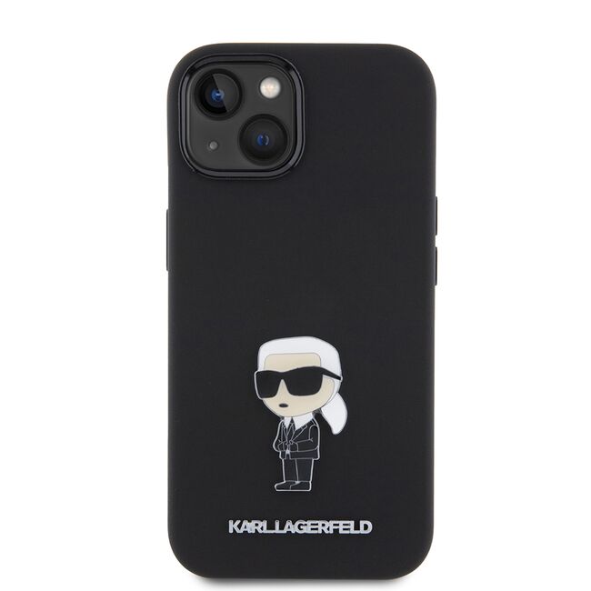 Husa premium pentru  iPhone 15 Karl Lagerfeld superior quality - Negru deschis