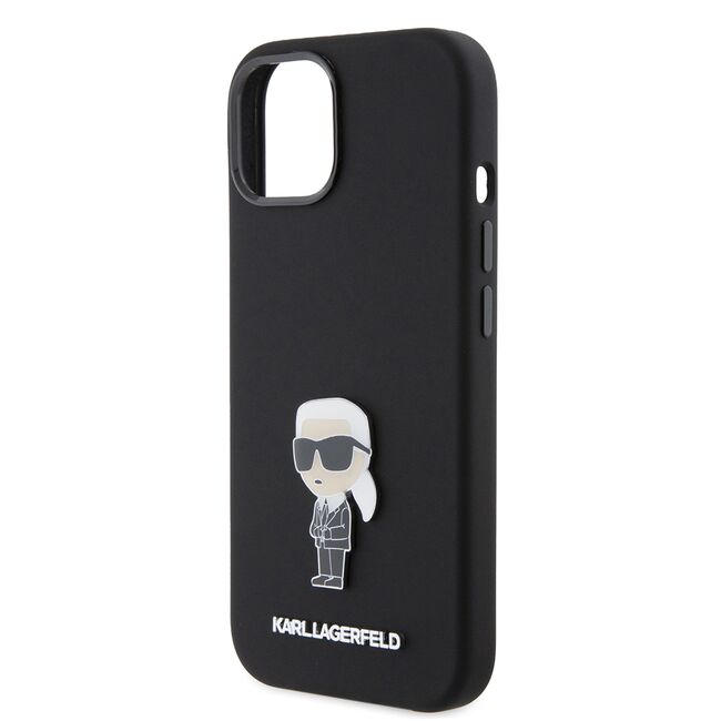 Husa premium pentru  iPhone 15 Karl Lagerfeld superior quality - Negru deschis