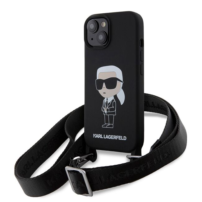 Husa premium pentru  iPhone 15 Karl Lagerfeld superior quality - Negru
