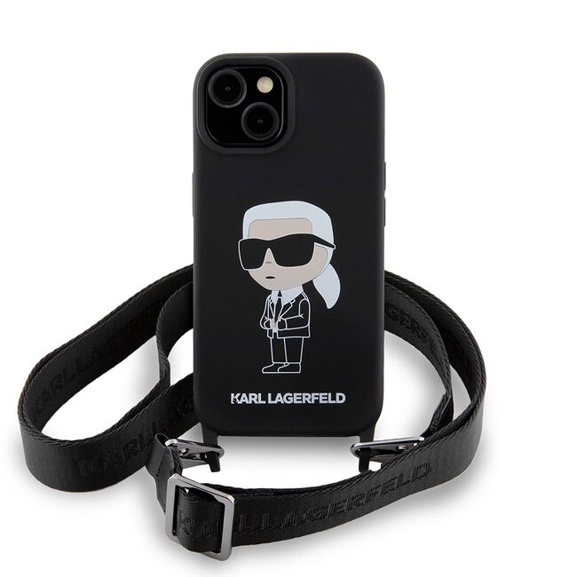 Husa premium pentru  iPhone 15 Karl Lagerfeld superior quality - Negru
