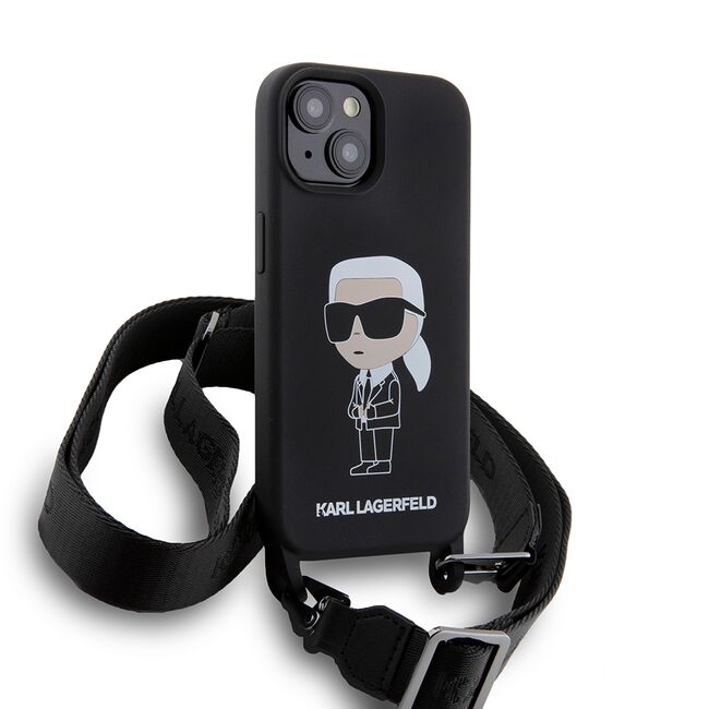 Husa premium pentru  iPhone 15 Karl Lagerfeld superior quality - Negru