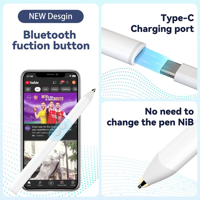 Stylus pen universal pentru telefon, tableta Techsuit UA20, alb