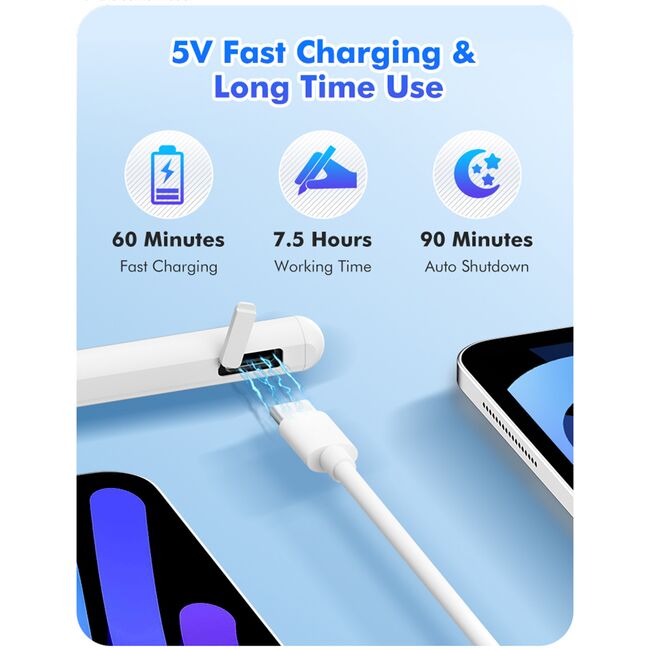 Stylus pencil USB-C, creion tableta Apple Techsuit V15, alb
