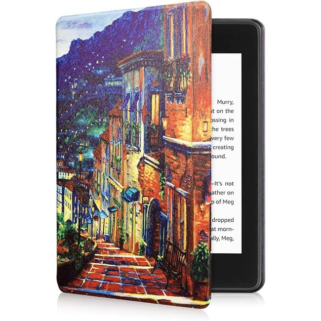 Husa pentru Kindle Paperwhite 2024 (12th gen) 7 inch / Kindle Colorsoft Signature Edition 7 inch slim ultra-light, functie sleep/wake-up, inchidere magnetica - city street