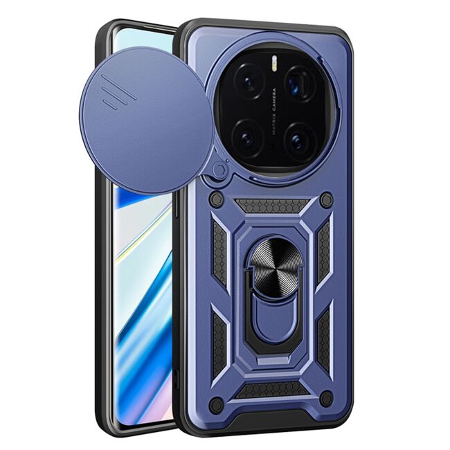 Husa pentru Honor Magic 7 Pro Ring Armor Kickstand Tough Rugged Cover cu protectie camera, Albastru