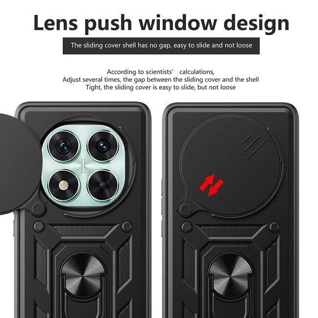 Husa pentru Honor Magic 7 Pro Ring Armor Kickstand Tough Rugged Cover cu protectie camera, Roz