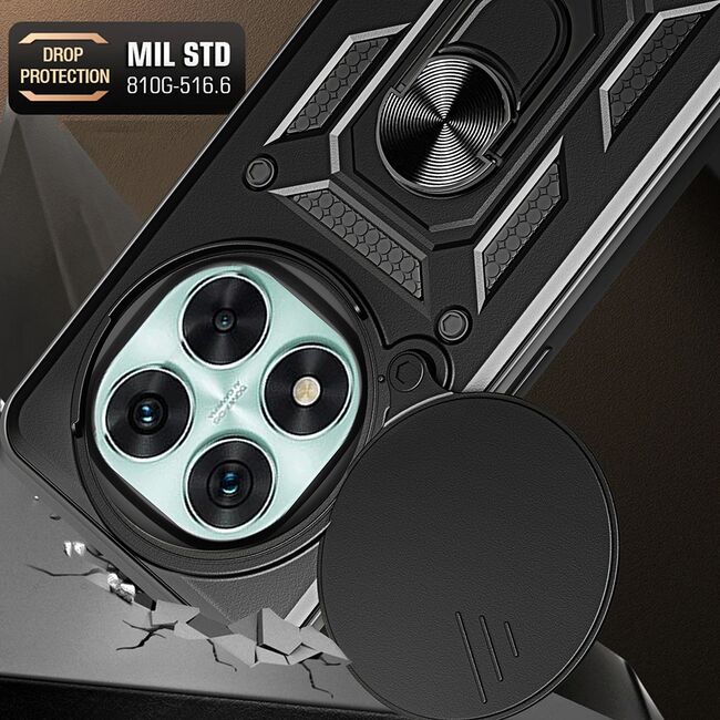 Husa pentru Honor Magic 7 Pro Ring Armor Kickstand Tough Rugged Cover cu protectie camera, Roz