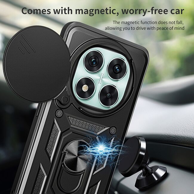 Husa pentru Honor Magic 7 Pro Ring Armor Kickstand Tough Rugged Cover cu protectie camera, Verde