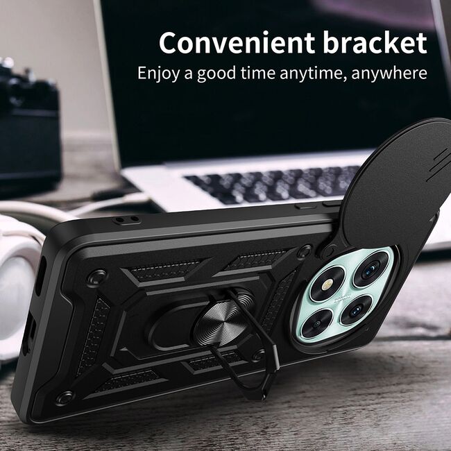Husa pentru Honor Magic 7 Pro Ring Armor Kickstand Tough Rugged Cover cu protectie camera, Verde