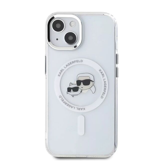 Husa premium pentru  iPhone 15 Karl Lagerfeld compatibila Magsafe - Alb