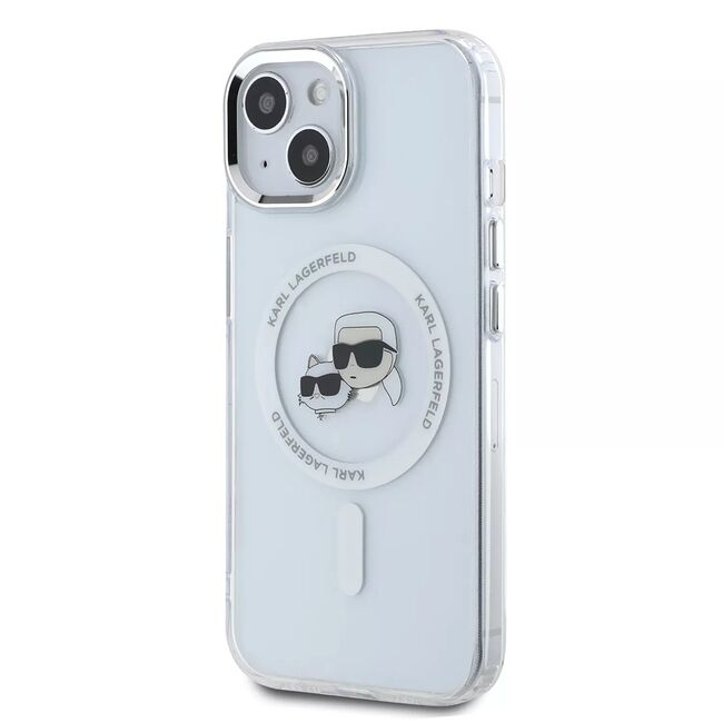 Husa premium pentru  iPhone 15 Karl Lagerfeld compatibila Magsafe - Alb