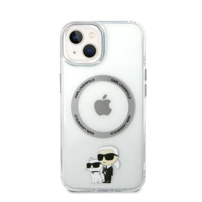 Husa premium pentru  iPhone 15 Karl Lagerfeld compatibila Magsafe - Argintiu deschis