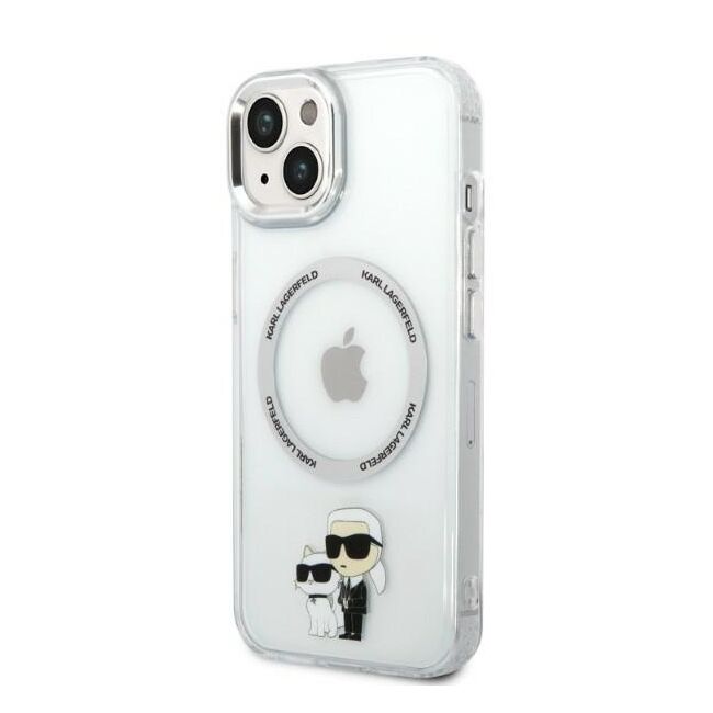 Husa premium pentru  iPhone 15 Karl Lagerfeld compatibila Magsafe - Argintiu deschis