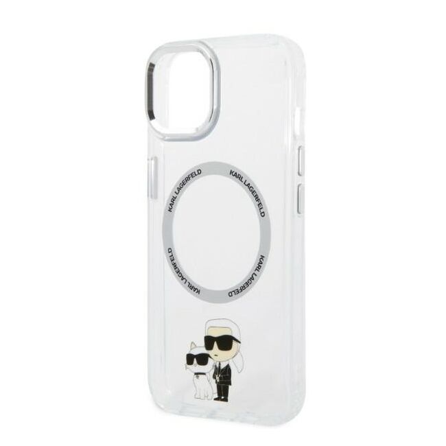 Husa premium pentru  iPhone 15 Karl Lagerfeld compatibila Magsafe - Argintiu deschis