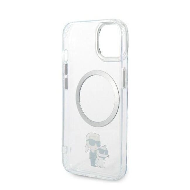 Husa premium pentru  iPhone 15 Karl Lagerfeld compatibila Magsafe - Argintiu deschis