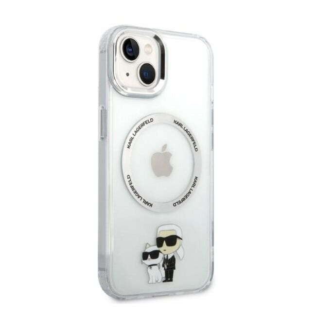 Husa premium pentru  iPhone 15 Karl Lagerfeld compatibila Magsafe - Argintiu deschis