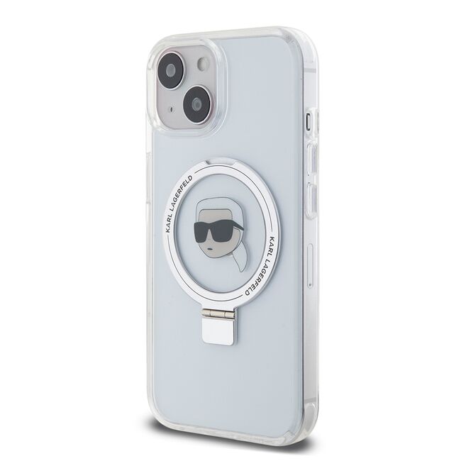 Husa premium pentru  iPhone 15 Karl Lagerfeld compatibila Magsafe - Argintiu