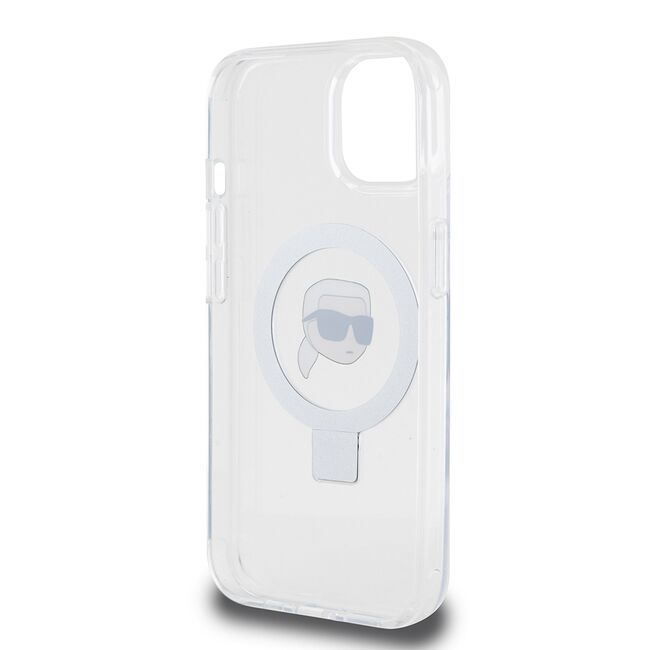 Husa premium pentru  iPhone 15 Karl Lagerfeld compatibila Magsafe - Argintiu