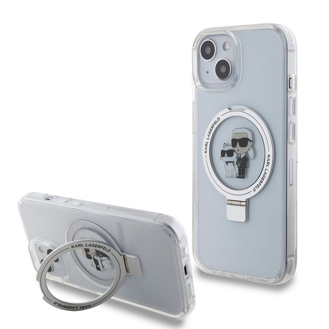 Husa premium pentru  iPhone 15 Karl Lagerfeld compatibila Magsafe - Gri cenusiu