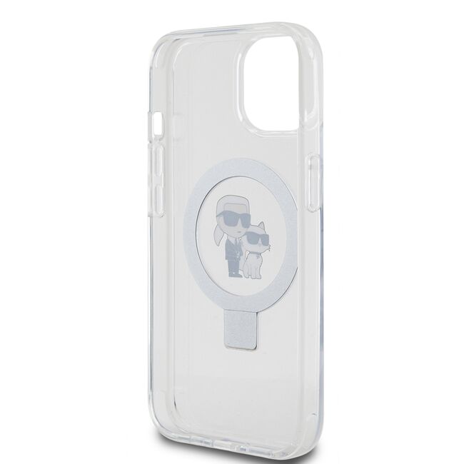 Husa premium pentru  iPhone 15 Karl Lagerfeld compatibila Magsafe - Gri cenusiu