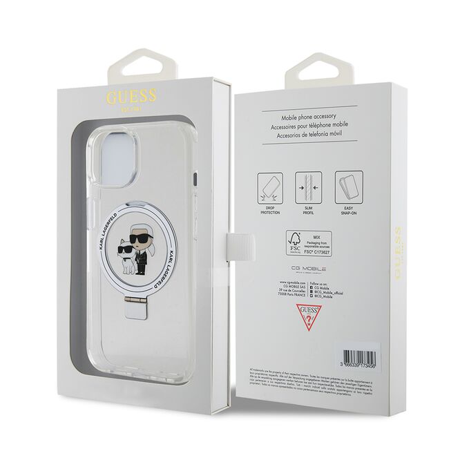 Husa premium pentru  iPhone 15 Karl Lagerfeld compatibila Magsafe - Gri cenusiu