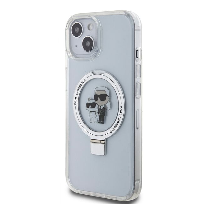 Husa premium pentru  iPhone 15 Karl Lagerfeld compatibila Magsafe - Gri cenusiu