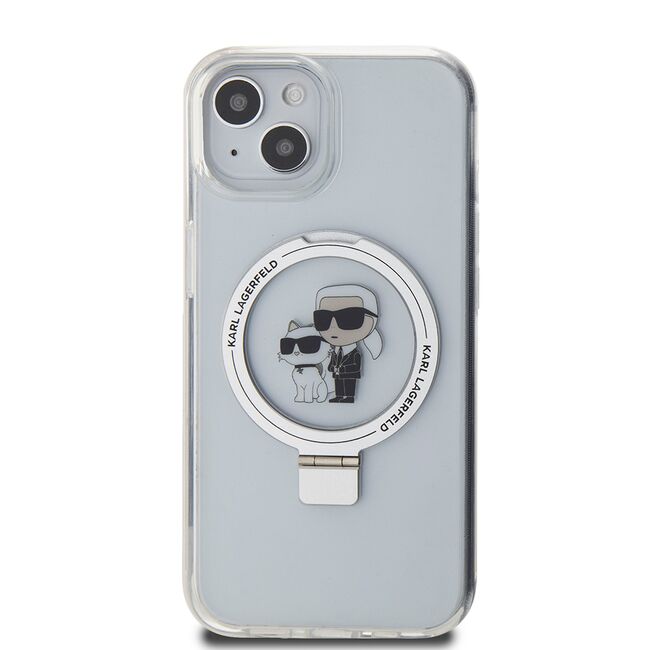 Husa premium pentru  iPhone 15 Karl Lagerfeld compatibila Magsafe - Gri cenusiu