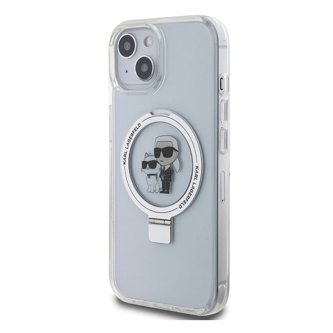 Husa premium pentru  iPhone 15 Karl Lagerfeld compatibila Magsafe - Gri deschis